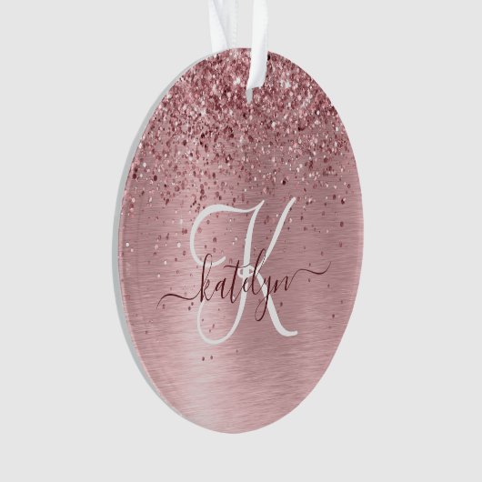 Blush Pink Brushed Metal Glitter Monogram Name (devant)