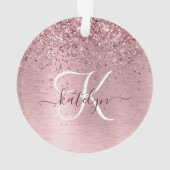 Blush Pink Brushed Metal Glitter Monogram Name (dos)