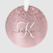 Blush Pink Brushed Metal Glitter Monogram Name (devant)