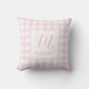 Blush Pink Buffalo Pset Monogram Girls Name Kussen