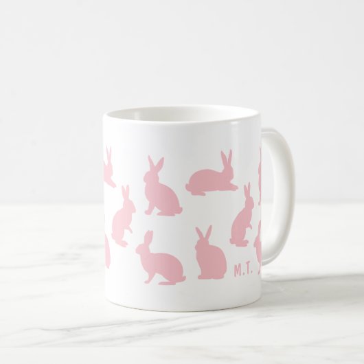 Blush Pink Bunnies With Custom Monogram Easter Koffiemok (Voorkant rechts)