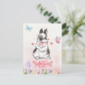 Blush Pink Bunny & Vlinders Valentijnsdag Briefkaart (Staand voorkant)