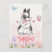 Blush Pink Bunny & Vlinders Valentijnsdag Briefkaart (Voorkant)