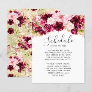 Blush Pink Burgundy Floral Border Weddenschap Sche Kaart