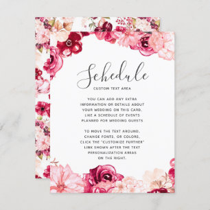 Blush Pink Burgundy Floral Border Weddenschap Sche Kaart