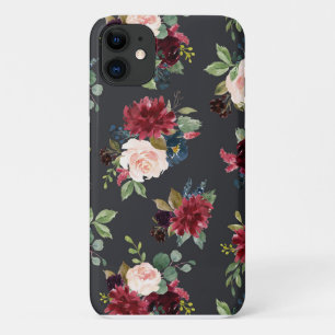 Blush Pink Burgundy Floral Elegant  Hoesje-Mat iPhone 11 Hoesje