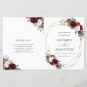 Blush Pink Burgundy Floral Folded Wedding Programm (Voorkant)