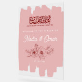 Blush Pink Burgundy Floral Nikkah Acrylic Sign (Angle)