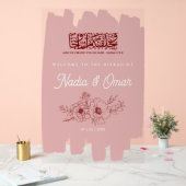 Blush Pink Burgundy Floral Nikkah Acrylic Sign (Mariage)
