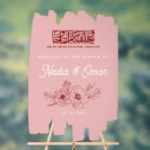 Blush Pink Burgundy Floral Nikkah Acrylic Sign (Neutre)