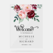 Blush Pink Burgundy Floral Wedding Welcome (Recto)