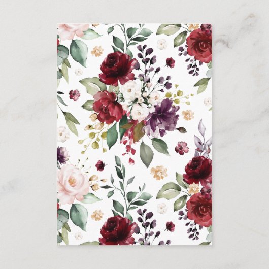 Blush Pink & Burgundy Weddenschap - Besluiting Informatiekaartje (Achterkant)