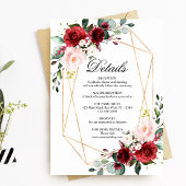 Blush Pink & Burgundy Weddenschap - Besluiting Informatiekaartje