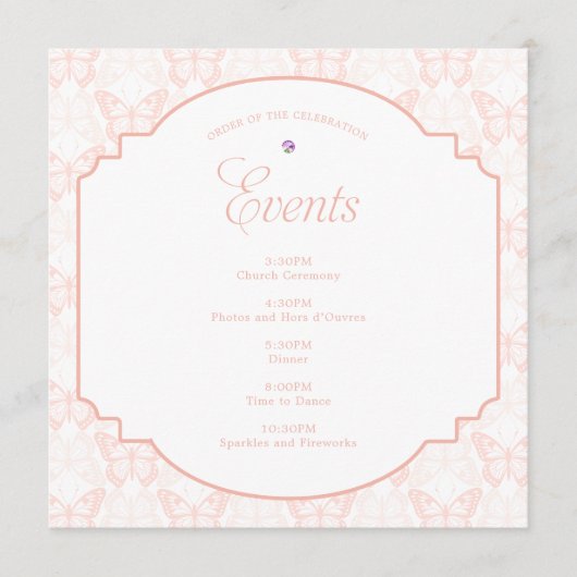 Blush Pink Butterfly Waterverf Bloemenfeest Programma (Voorkant)