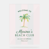 Blush Pink Cabana Stripes Palm Beach Club Welcome (Recto)