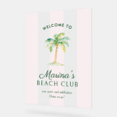 Blush Pink Cabana Stripes Palm Beach Club Welcome (Angle)