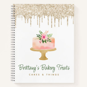Blush Pink Cake Gold Glitter Drips Bakkerij Desser Notitieboek