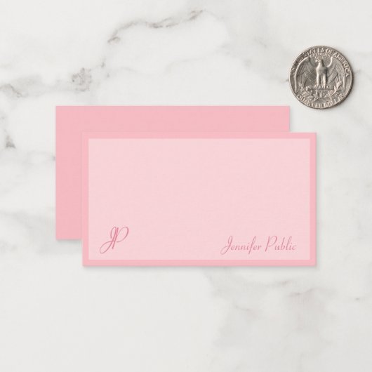 Blush Pink Calligraphy Script Monogram Sjabloon (Voorkant / Achterkant in situ)