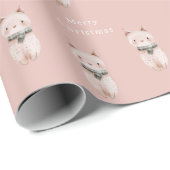 Blush Pink Cat Christmas Cadeaupapier (Rol Hoek)
