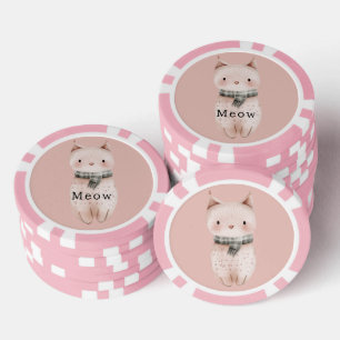 Blush Pink Cats Poker Chips