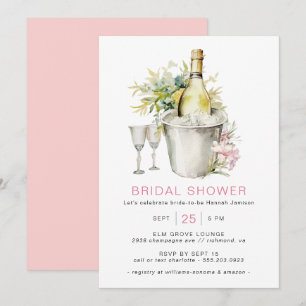 Blush Pink Champagne   SCHATTIGE CASUAL VRIJGEZELL Kaart