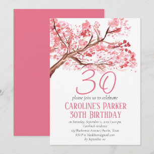 Blush Pink Cherry Blossom 30e verjaardag Bloemen Kaart