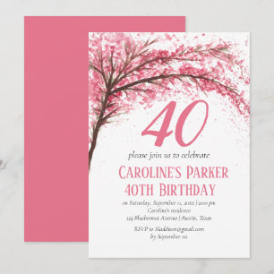 Blush Pink Cherry Blossom 40e verjaardag Floral Kaart