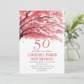 Blush Pink Cherry Blossom 50e verjaardag Bloemen Kaart (Staand voorkant)