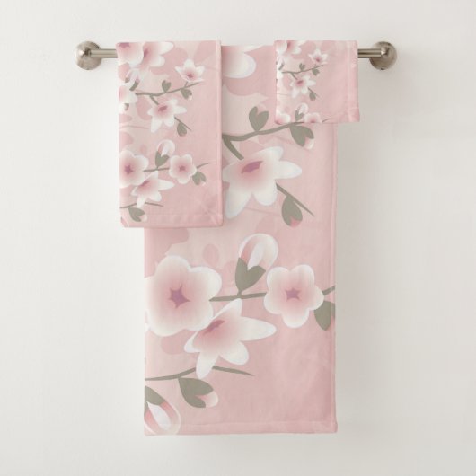  Blush PInk Cherry Blossom Bad Handdoek (Insitu)