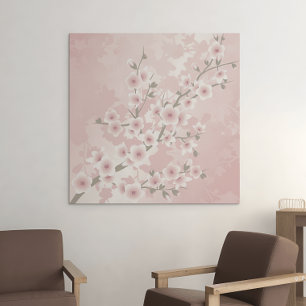 Blush Pink Cherry Blossom Canvas Afdruk