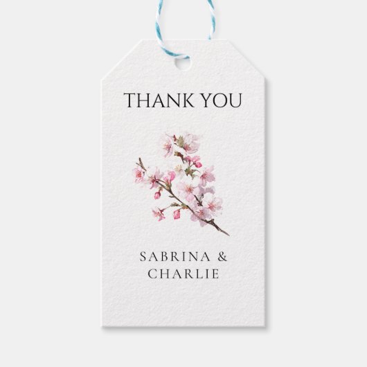 Blush Pink Cherry Blossom Elegant Floral Cadeaulabel (Voorkant)