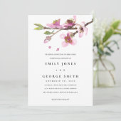 BLUSH PINK CHERRY BLOSSOM FLORAL WEDDING INVITE BEDANKKAART (Staand voorkant)