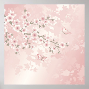  Blush PInk Cherry Blossom Poster