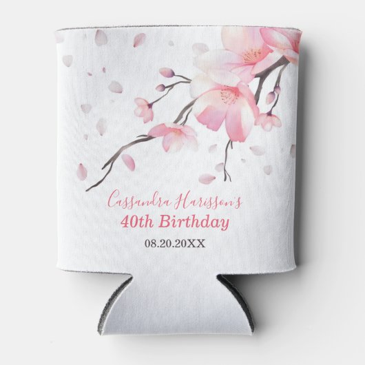 Blush Pink Cherry Blossom Sakura Floral Verjaardag Blikjeskoeler (Voorkant)