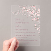 Blush Pink Cherry Blossom Wedding Acryl Uitnodigingen (Insitu (Draagbaar))