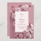 Blush Pink Cherry Blossom Wedding Kaart (Voorkant / Achterkant)
