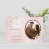 Blush Pink Cherry Blossom Wedding Save The Date (Staand voorkant)