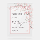 Blush Pink Cherry Blossom Wedding Transparent Acryl Bord (Voorkant)