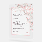 Blush Pink Cherry Blossom Wedding Transparent Acryl Bord (Hoek)