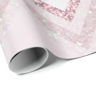Blush Pink Chevron roos Goud Glitter Cadeaupapier