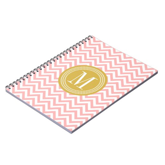 Blush Pink Chevron Zigzag gepersonaliseerd Monogra Notitieboek (Linkerzijde)