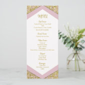 Blush Pink Chic Gold Glitter Flakes Glam Wedding M Menu (Staand voorkant)