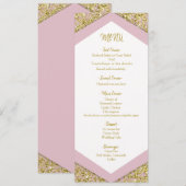 Blush Pink Chic Gold Glitter Flakes Glam Wedding M Menu (Voorkant / Achterkant)