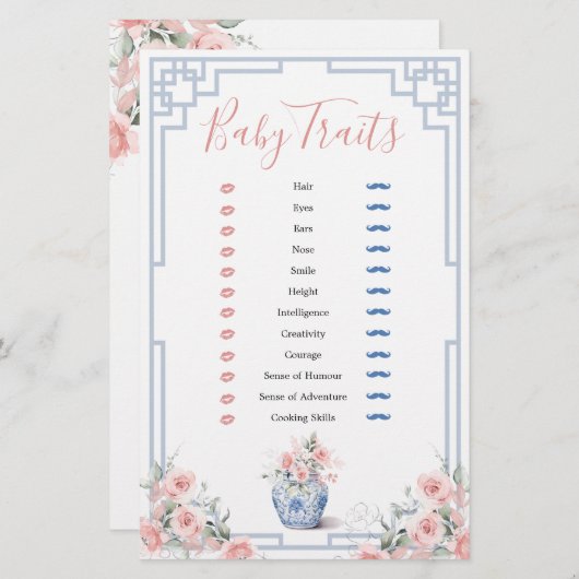 Blush Pink Chinoiserie Ginger Jar Baby kenmerken (Voorkant / Achterkant)