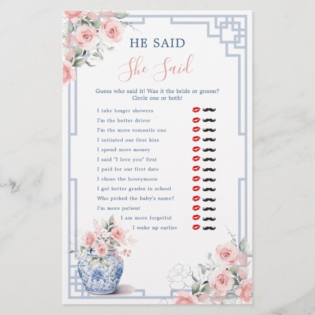 Blush Pink Chinoiserie Ginger Jar Hij zei dat ze z (Voorkant)