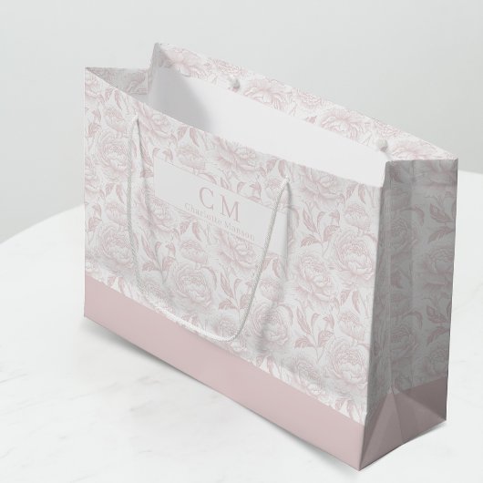 Blush Pink Chinoiserie Peonies Monogram Groot Cadeauzakje