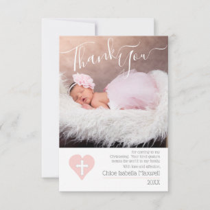 Blush Pink Christening Baptism Foto bedankt
