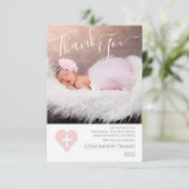 Blush Pink Christening Baptism Foto bedankt (Staand voorkant)