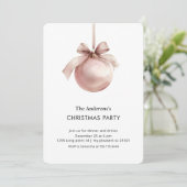 Blush Pink Christmas Ornament Party Kaart (Staand voorkant)