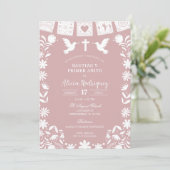 Blush Pink Cielito Lindo Bautizo y Primer Anito Kaart (Staand voorkant)